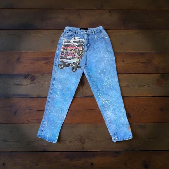 Vintage Gloria Vanderbilt Scooter Gang Monster Truck Jeans 12 27x30 #138 - Picture 1 of 10